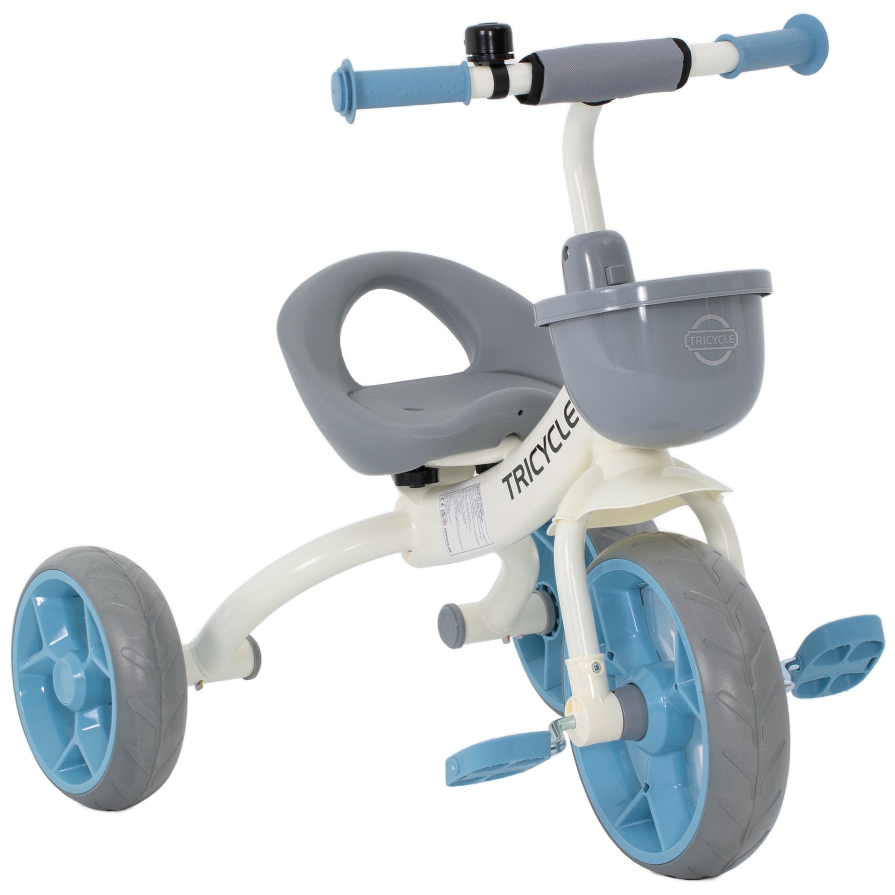 Tricycle enfant évolutif, tricycle pour enfants de 2 à 5 ans avec panier avant et roues EVA, 72 x 52 x 61 cm, bleu