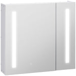 Armoire murale miroir lumineux LED salle de bain 2 portes avec 3 niveaux 70 x 15 x 65 cm blanc