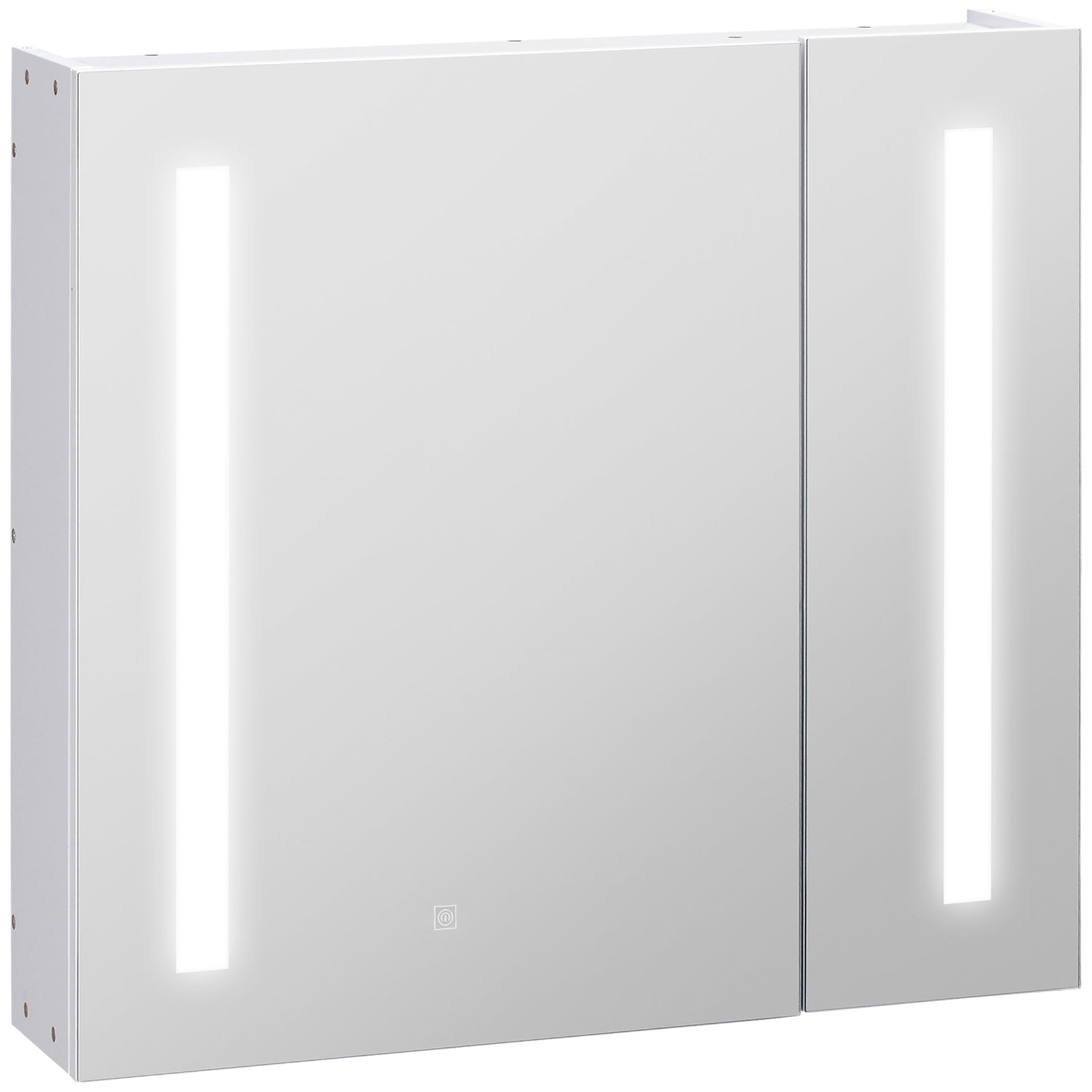 Armoire murale miroir lumineux LED salle de bain 2 portes avec 3 niveaux 70 x 15 x 65 cm blanc