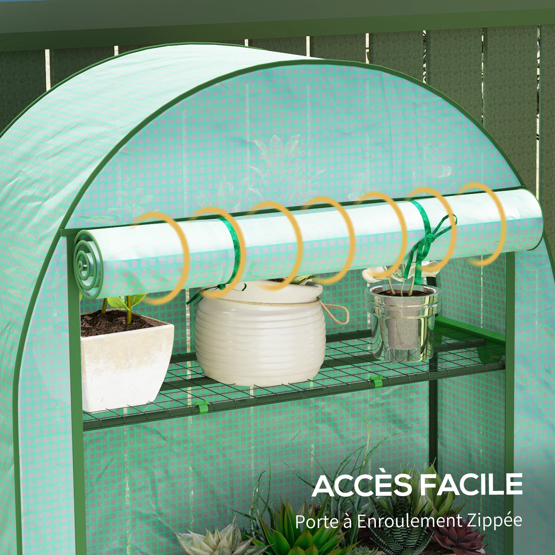 Serre de jardin serre de balcon avec étagères à 4 niveaux, bâche en PE pour légumes, plantes,105 x 45 x 160 cm, vert