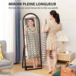 Miroir de sol arqué pleine longueur miroir sur pied cadre en effet imitation pierre pour salon chambre 53x163cm marron