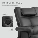 Fauteuil massant avec repose-pied, dossier inclinable jusqu'à 135°, coffre de rangement, télécommande