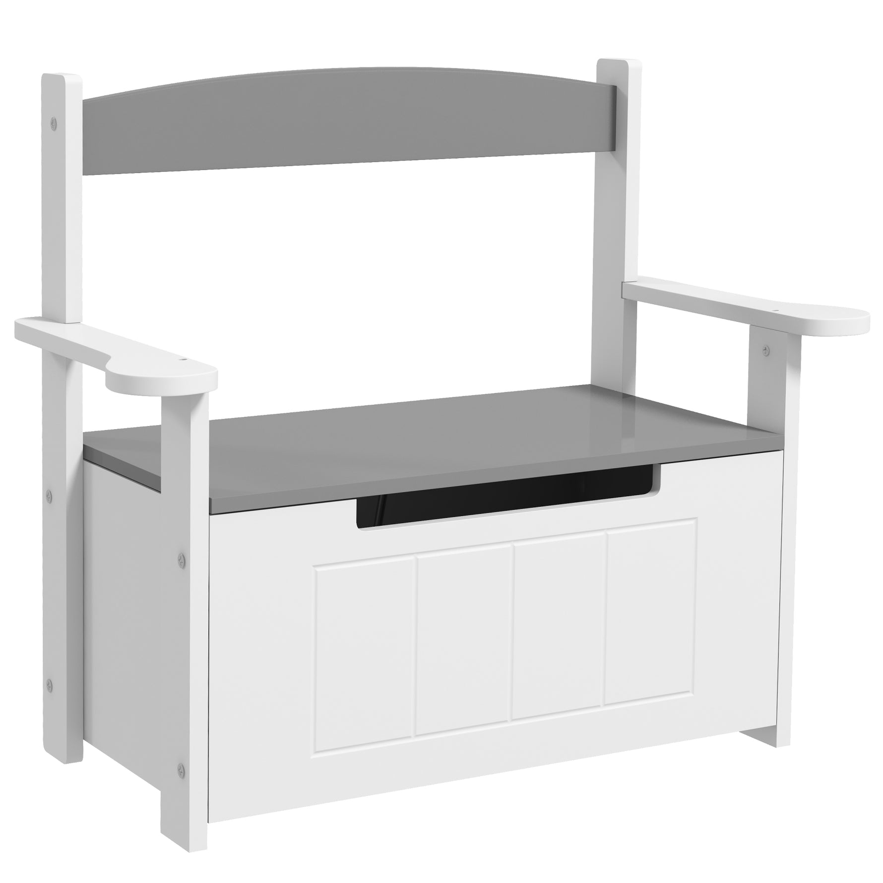 Coffre à jouets pour enfants 2 en 1 et banc avec dossier et accoudoirs - vérin pneumatique 68,5L x 34l x 58H cm
