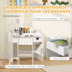 Ensemble Bureau et chaise pour enfants, avec rangement, tiroir coulissant, pour les 3-6 ans, motif étoilé - Gris