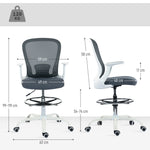 Chaise bureau ergonomique avec repose-pieds ajustable et accoudoirs relevables, hauteur réglable, 59x62x99-119cm, gris