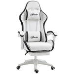 Siège gaming fauteuil gaming dossier inclinable 135° avec appui-tête repose-pieds 65l x 65P x 121-129H cm blanc et noir