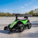 Porteur enfants voiture F1, véhicule à pousser avec volant musical, roues silencieuses et coffre, 18-36 mois, vert