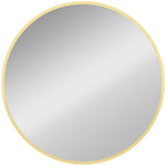 Miroir mural rond Ø 61 cm, cadre en alliage d'aluminium, pour salle de bain, chambre, salon, couloir, doré