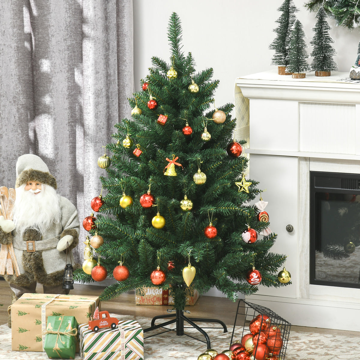 Árbol de Navidad artificial de 305 ramas con base de cruz de acero extraíble, Ø 85 x 120 cm (alto), verde
