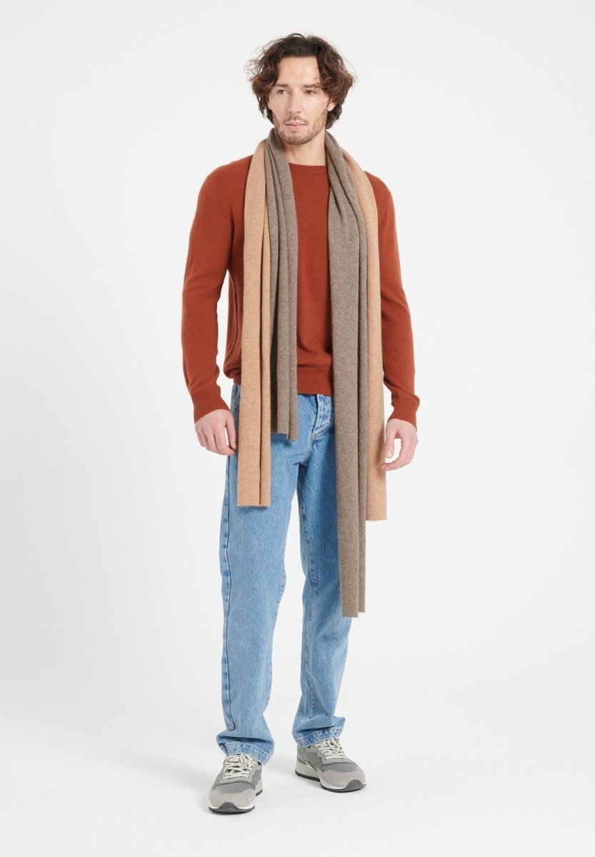 Écharpe unisex en cachemire camel - UNI 1-2
