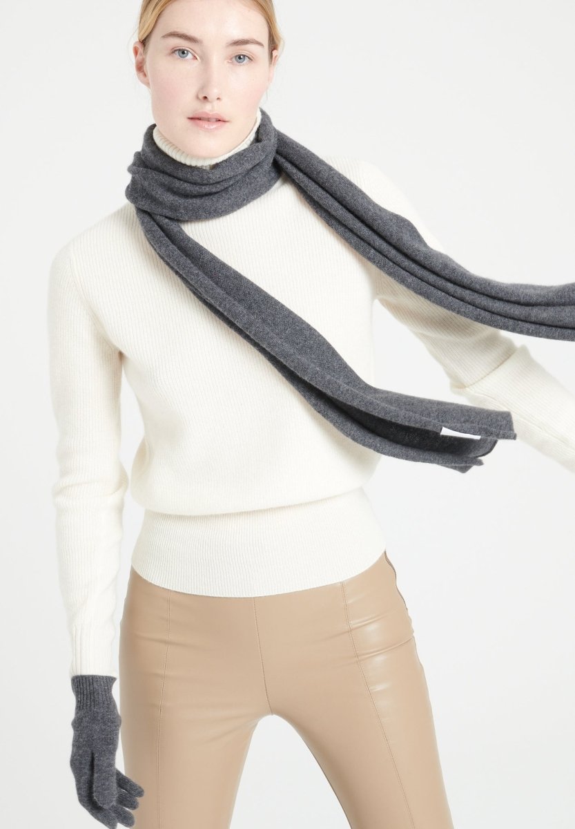 Écharpe unisex en cachemire gris anthracite - UNI 1