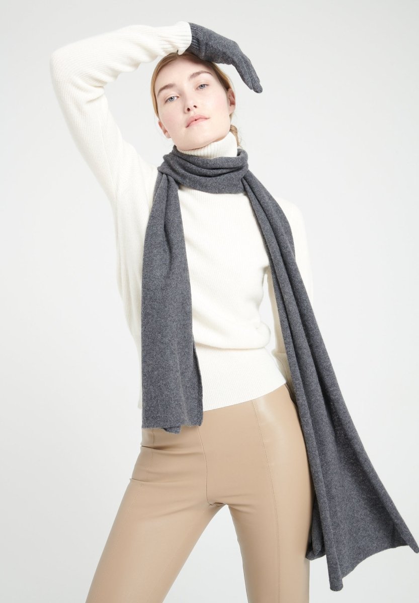 Écharpe unisex en cachemire gris anthracite - UNI 1