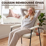 Lot de 2 Fauteuils Salon, Fauteuils d'Appoint en Chenille avec Dossier Profilé, Accoudoirs Rembourrés, Crème