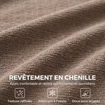 Canapé 3 Places en Chenille 244 cm, Canapé Salon Moderne, Assise et Accoudoirs Larges, Ressorts Ensachés, Marron Clair