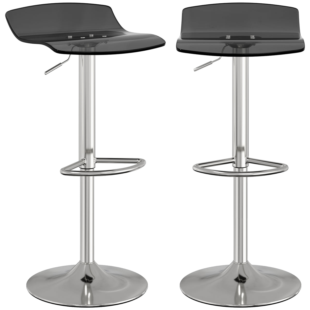 Lote de 2 taburetes de bar de diseño contemporáneo, giratorios 360°, de altura regulable, con reposapiés, 39x39x67-87 cm, negros