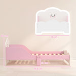 Lit enfant 70 x 140 cm, lit pour enfant avec barriere de securite et sommier à lattes en bois, rose (matelas non inclus)