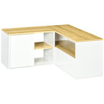 Meuble TV d'angle banc télévision jusqu'à 40 pouces avec rangements aspect bois clair et blanc