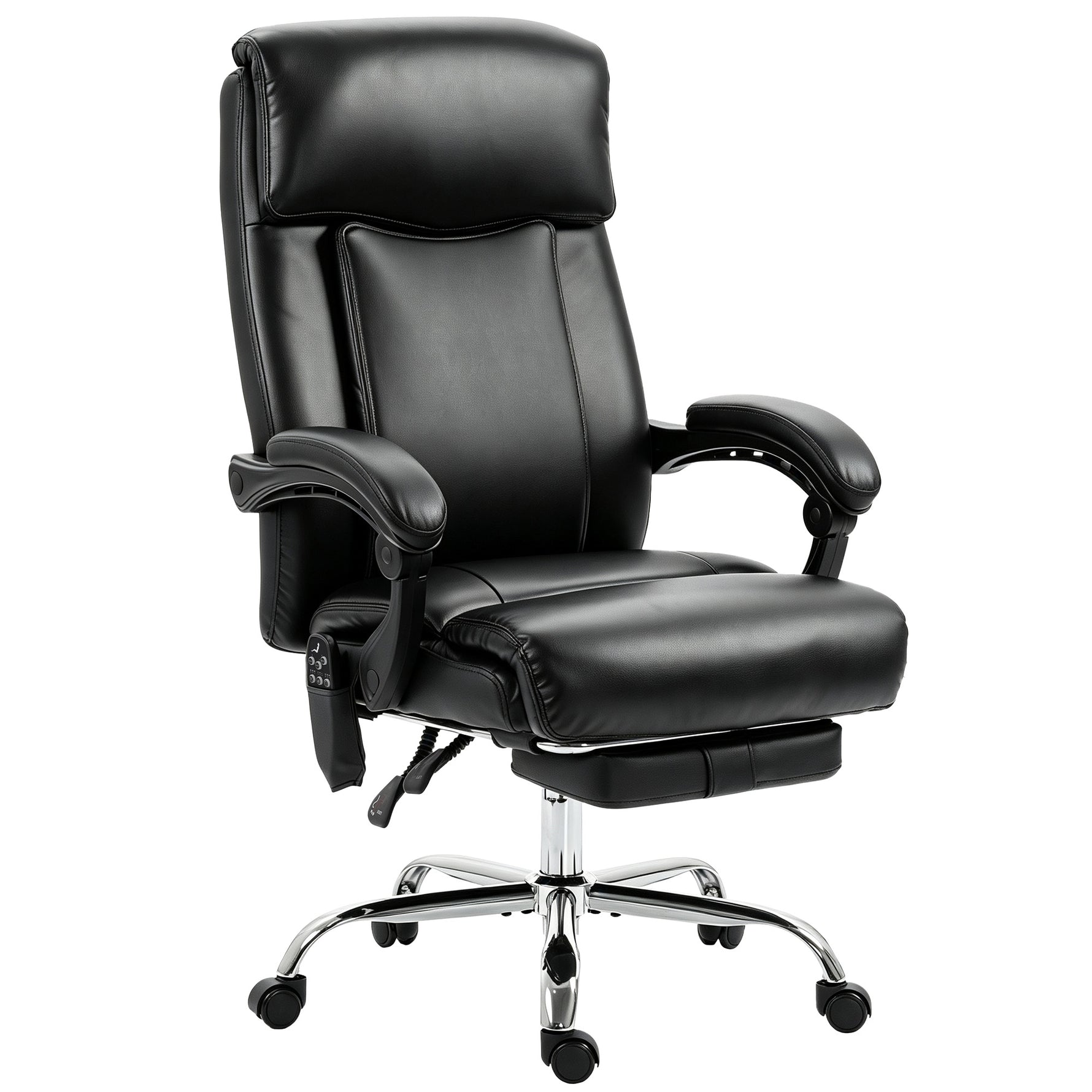 Fauteuil de Bureau Massant Vibrant et Chauffant, Chaise Bureau Ergonomique en PU avec Hauteur Réglable, Noir