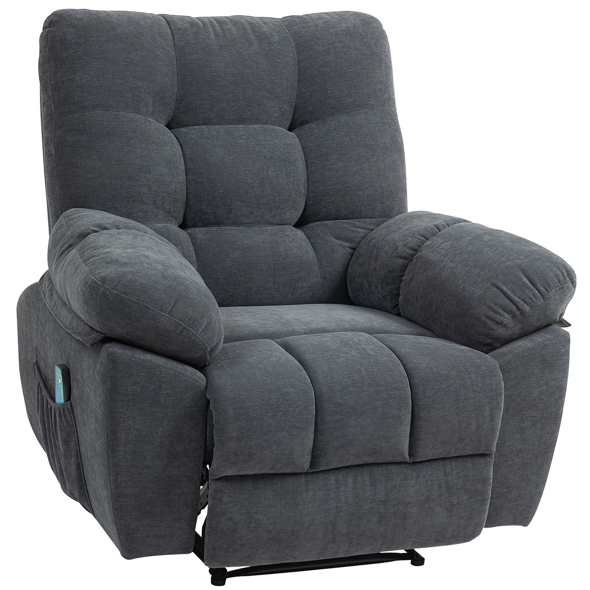Fauteuil de massage fauteuil relax avec vibration chauffage, inclination manuelle, télécommande inclus, gris