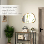 Miroir mural miroir décoratif forme organique avec cadre en bois horizontal ou vertical 80 x 60 cm naturel