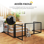 Barrière de sécurité pour chien barrière pliable à 6 panneaux avec pieds amovibles 432 x 36 x 70 cm noir