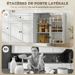 Buffet cuisine, meuble de rangement avec tiroir, 4 portes à fermeture douce, racks-porte et étagères réglables, blanc