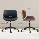Chaise de bureau sans accoudoirs, fauteuil de bureau ergonomique, hauteur réglable et pivotant 360°, 52x54x84cm, noir