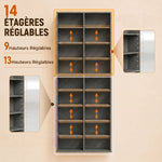 Rangements pour CD et DVD 18 compartiments capacité max. 640 CD/360 DVD 430 Blu-ray 78,5 x 24 x 175 cm gris clair