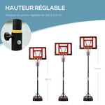 Panier de basket extérieur hauteur réglable 160–210 cm panier de basket sur pied à roulettes base remplissable noir