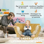 3 en 1 Arche d'escalade fauteuil à bascule et table de jeu coussin, en bois naturel, pour enfants de 18 à 48 mois