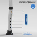 Tabouret de douche pour personnes âgées et handicapées hauteur réglable patins antidérapants support de pomme de douche