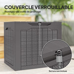 97L outdoor storage box with recessed handles, waterproof outdoor storage chest 56 x 41 x 50 cm, brown