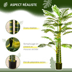 Palmier areca artificiel arbre artificiel hauteur 190 cm avec 30 grandes feuilles en plastique pot inclus