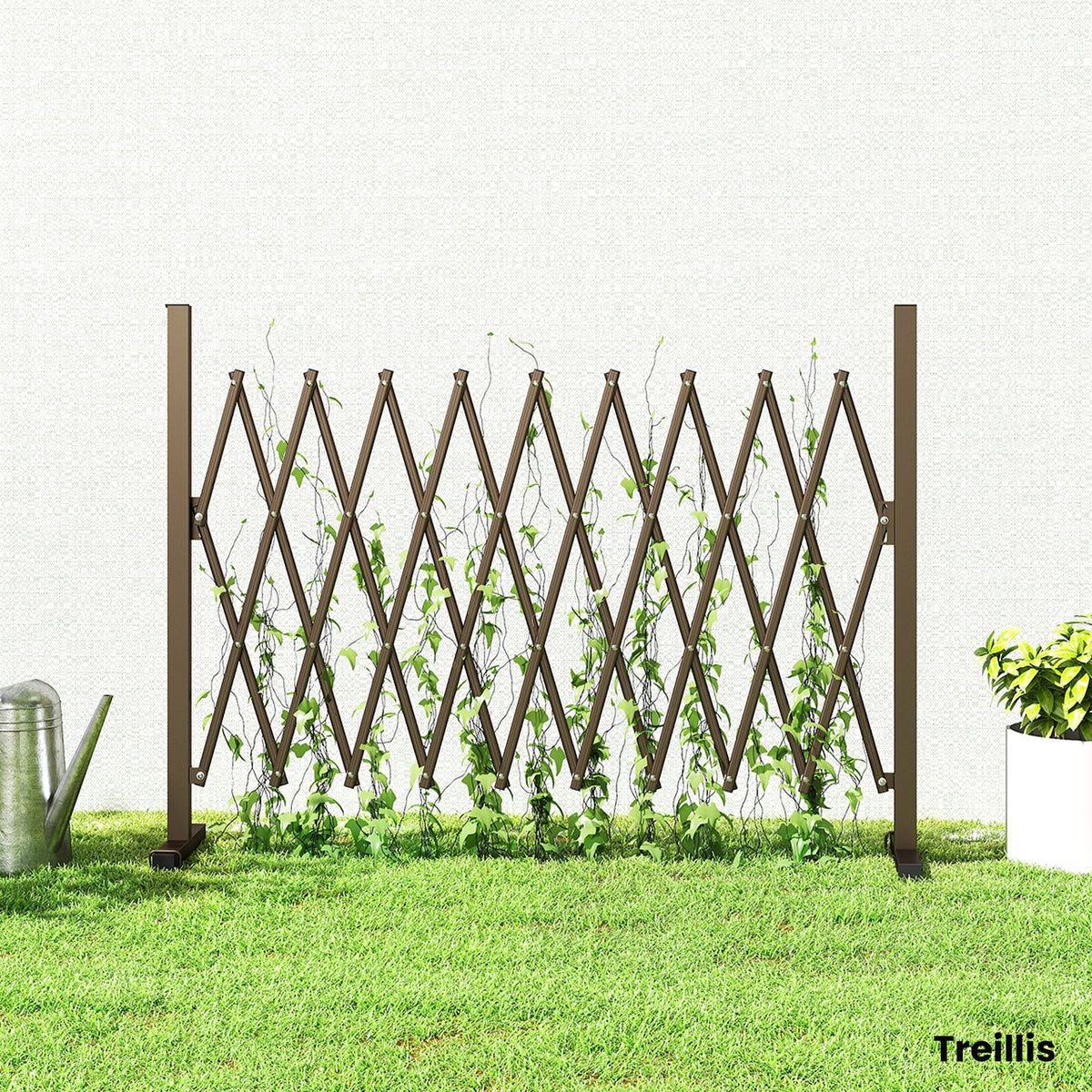 Barrière Extensible rétractable barrière de sécurité 250L x 31l x 104H cm alu métal Chocolat