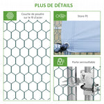 Enclos poulailler chenil volière extérieur 18 m² - Parc grillagé dim. 6L x 3l x 2H m Acier galvanisé
