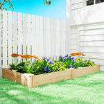 Carré Potager de jardin en Bois massif, Jardinière Surélevé avec séparateur, 235 x 121 x 26 cm, effet Bois Naturel