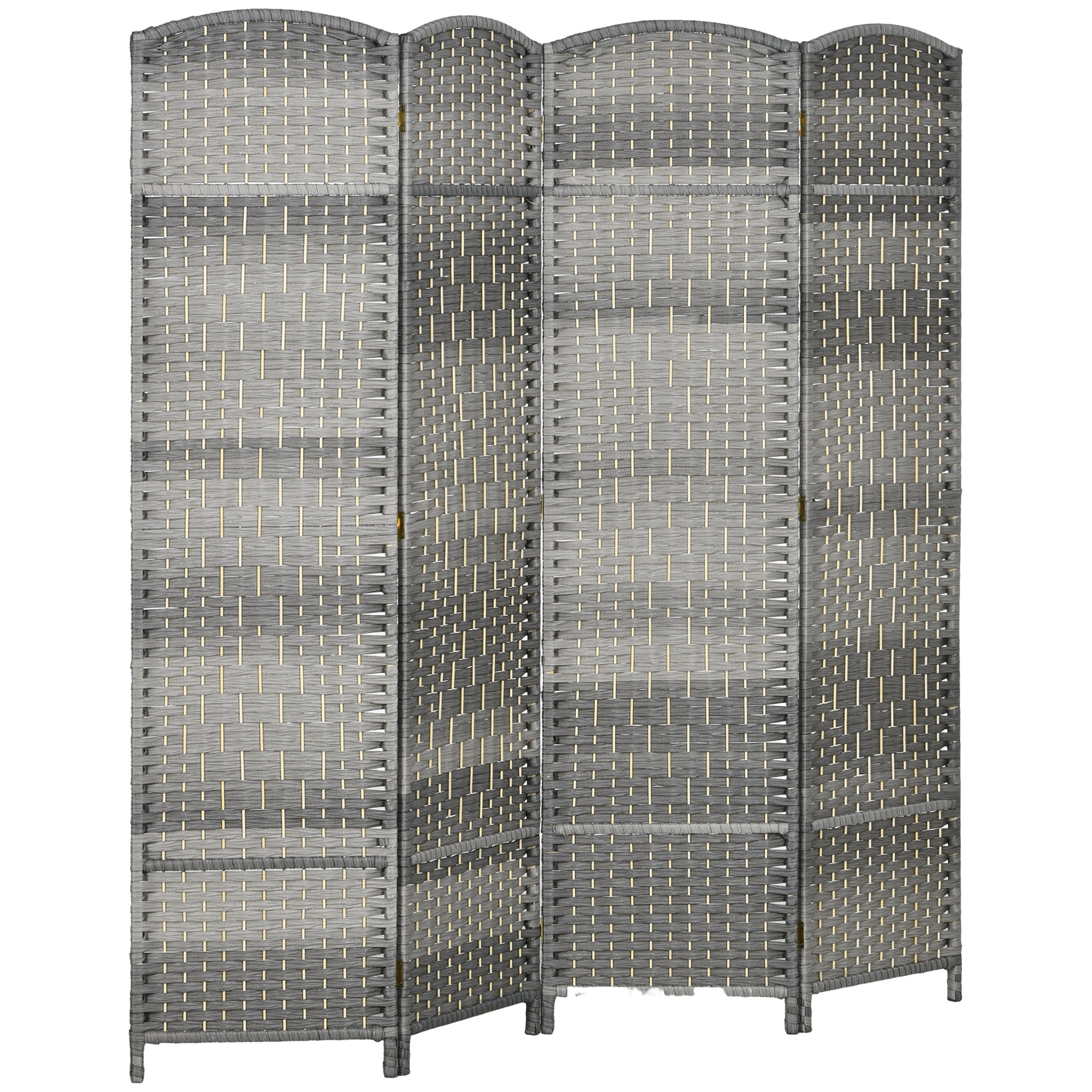 Paravent intérieur en bois 4 panneaux séparateur de pièce pliable pour salon chambre 180 x 180 cm gris mélangé