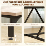 Table à manger rectangulaire pour 6-8 personnes table de cuisine style industriel 180 x 80 x 75,5 cm effet bois naturel