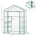 Serre de jardin 8 étagères bâche transparente PVC porte enroulable 143 x 73 x 195 cm - transparent