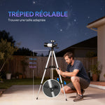 Télescope astronomique adultes et débutants 70 mm, télescope réfracteur 40X/16X trépied réglable, 80 x 80 x 135 cm blanc