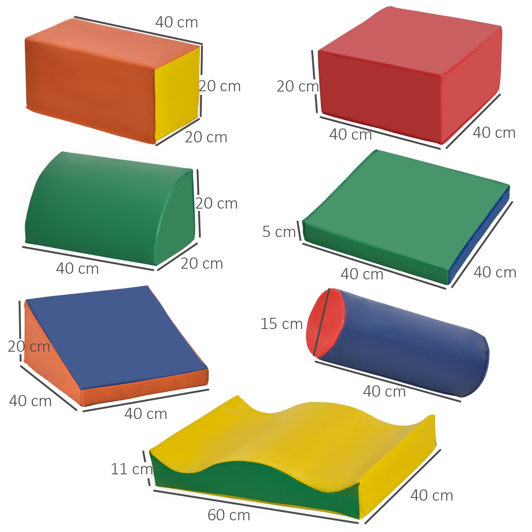 7PCS Module motricité bébé parcours motricité bébé blocs de construction en mousse EPE avec housse en polyuréthane - jouets éducatifs pour enfants d'âge préscolaire, multicolore