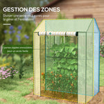 Serre de jardin avec 2 espaces et 2 portes enroulables - 0,8 m² Serre à tomates dim. 1L x 0,8l x 1,5H m, Acier et PE