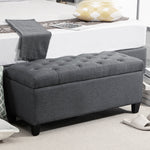 Banc de rangement pouf salon bout de lit coffre de rangement pour salon, chambre, entrée, 100 x 40 x 44 cm, gris foncé