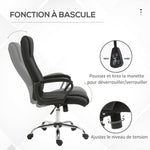 Fauteuil de bureau à roulettes chaise manager ergonomique pivotante hauteur réglable lin noir