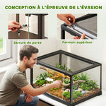 Terrarium en verre pour reptile enclos pour hamster 86 L ventilation supérieure porte coulissante 50,8x30,5x35,6cm noir