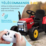 Tracteur électrique avec remorque amovible, pour enfants de 3 à 6 ans avec télécommande MP3 musique affichage lumières
