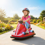 Auto-Tamponneuse Enfant 6V, Rotation à 360°, Musique, Klaxon, Démarrage Doux, 2,5 km/h, pour Âges 3-8, 74x53x48cm, Rouge