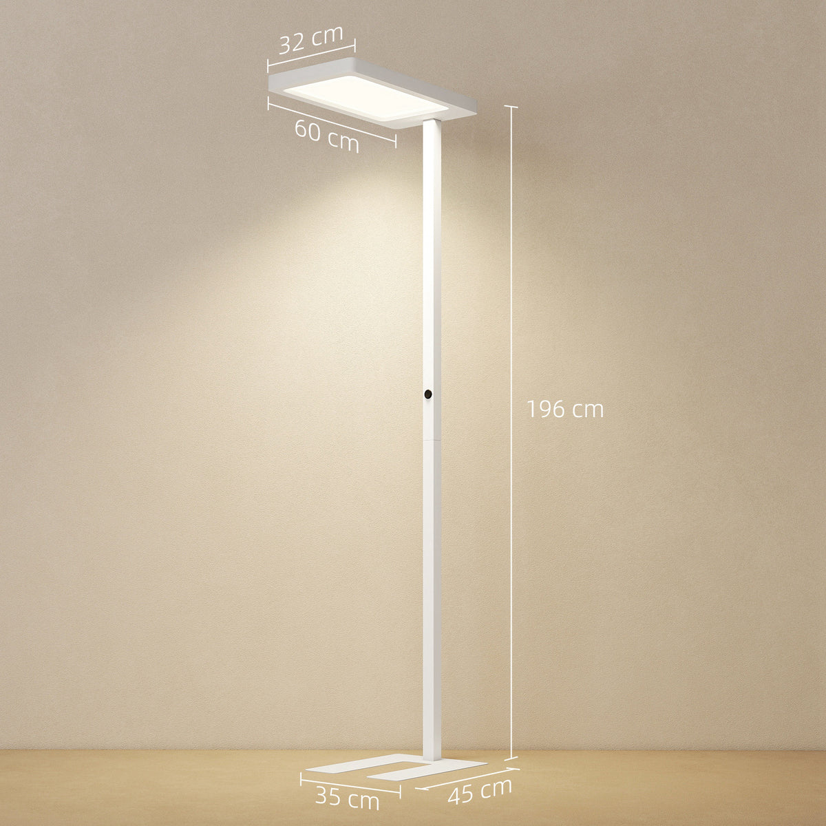 Lampadaire sur pied salon LED dimmable spectre complet pour le soin des yeux télécommande 60 x 32 x 196 cm blanc