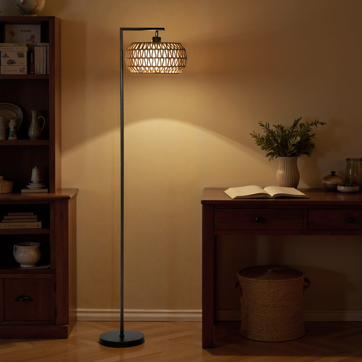 Wohnzimmer-Stehleuchte, dimmbare Stehlampe, 3 Farbtemperaturen, Fernbedienung, 52x33x170cm, schwarz