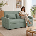 Canapé Convertible 2 Places 3 en 1, Canapé-Lit Clic Clac 160 cm, Dossier Réglable, Assise Large, 2 Oreillers, Vert